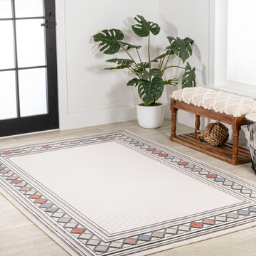Sebastian High-low Modern Diamond Border Indoor/Outdoor Area Rug